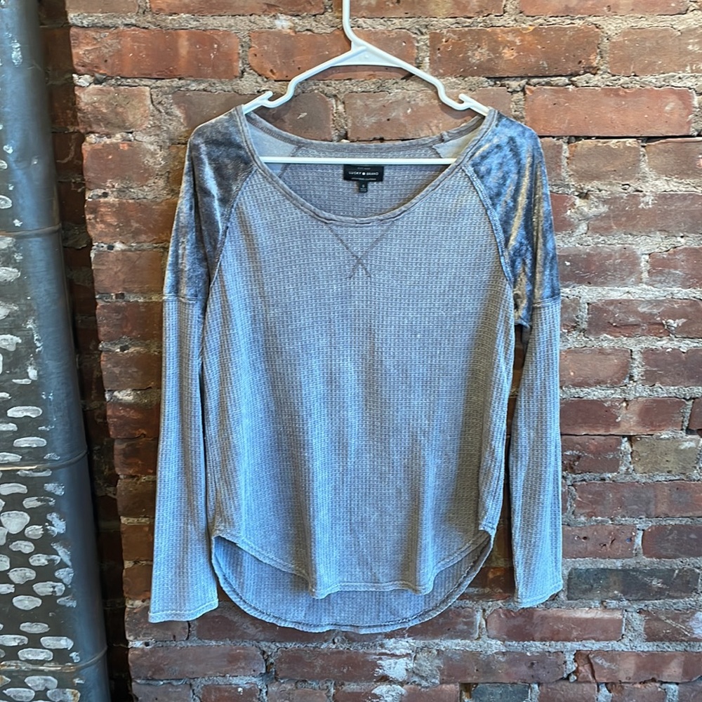 Lucky Brand Waffle Knit with Velvet Shoulders